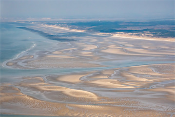 vue aérienne de la Baie de Somme dans le nord de la France