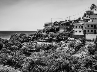 creatives black and white photo of an idyllic village