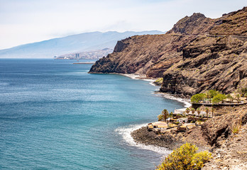 Fototapeta na wymiar view over a rough island coast