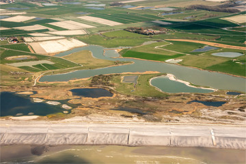 vue aérienne de la côte à Cayeux-sur-mer dans la Somme en France