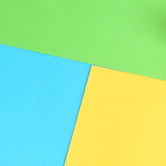 Abstract geometric paper background digital effect. Pale green, yellow , blue trend colors. Minimal fashion mock up concept. Flat lay, Top view. Copy space