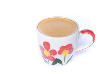  Patterned coffee mug isolated on a white background