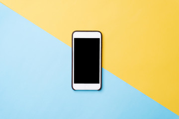 Top view image of blank screen mobile for mockup