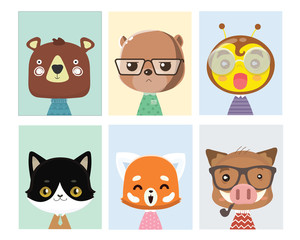 Animal posters for nursery.Can used for greeting cards.
