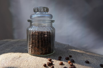 Roasted grains of natural aromatic coffee.