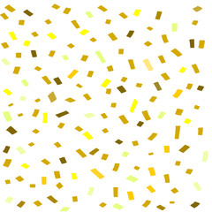 Golden shiny confetti, white background