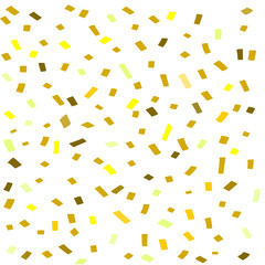 Golden shiny confetti, white background