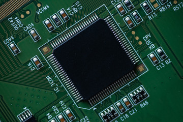 Macro photo of microcircuits close-up without inscriptions