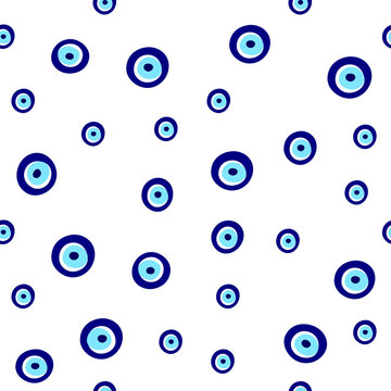 Seamless Background With Blue Evil Eye Pattern