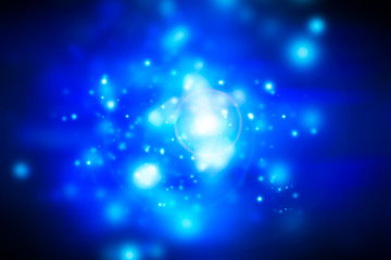 white bokeh blur background / Circle light on blue background / abstract light background