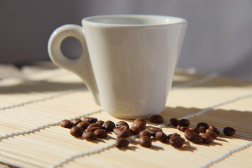 Roasted grains of natural fragrant coffee