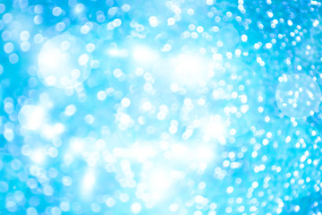 white bokeh blur background / Circle light on blue background / abstract light background