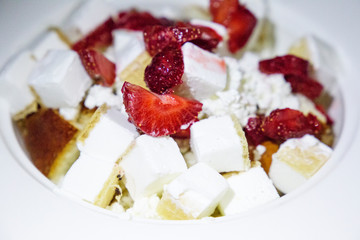  Strawberry ice cream in a plate