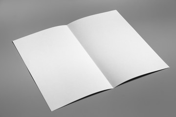Blank portrait mock-up paper. brochure magazine isolated on gray, changeable background / white paper isolated on gray