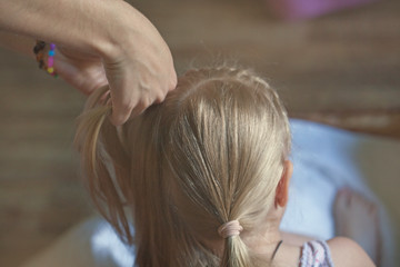 woman hand children girl hairstyle 