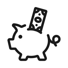 piggy bank and money - minimal line web icon. simple vector illustration. concept for infographic, website or app.