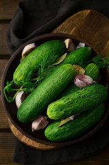 Fresh cucumbers on a plate
