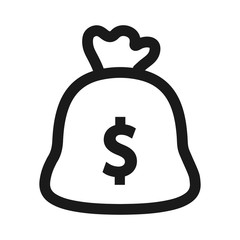 bag with money - minimal line web icon. simple vector illustration. concept for infographic, website or app.