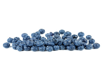 Pile of fresh bog billberries isolated on white backround
