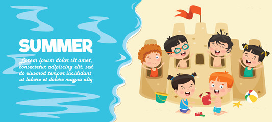 Vector Illustration Of Summer Children