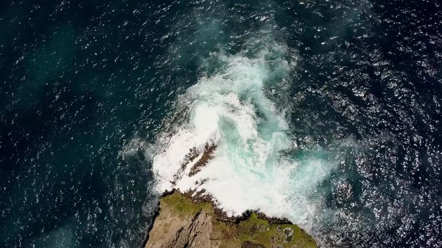 Slow Motion: Waves Crashing on Huge Cliff - Nusa Penida, Bali