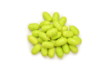 Green chewing gum isolated on white background.