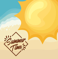 Fototapeta na wymiar summer beach poster with sun