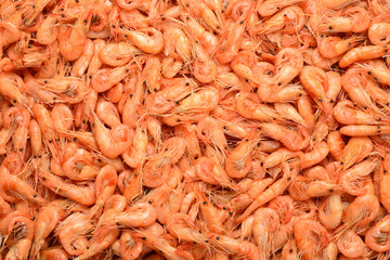 Tasty fresh shrimps as background.