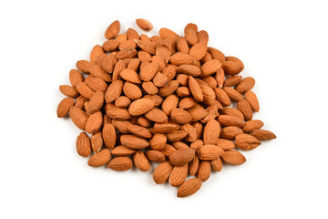 Almonds isolated on white background.