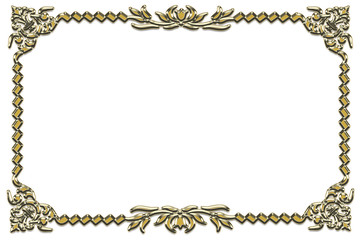 golden floral frame isolated on white background