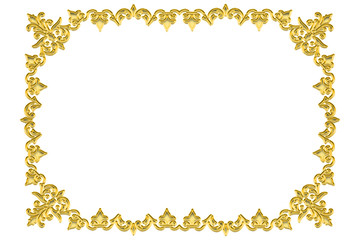 golden floral frame isolated on white background