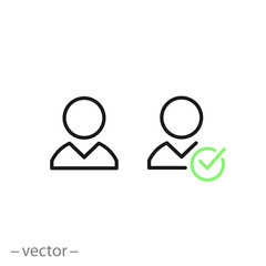 user account icon, login registration line symbol on white background - editable stroke vector illustration eps10