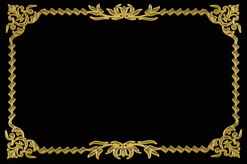 golden floral frame isolated on black background