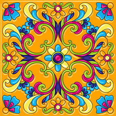 Mexican talavera ceramic tile pattern.