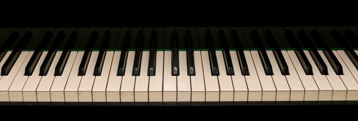 Horizontal row of piano keys on top