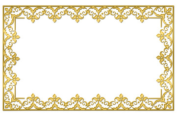 golden floral frame isolated on white background