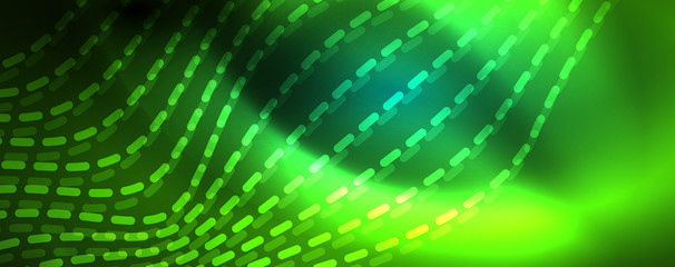 Naklejka premium Shiny neon vector wave line abstract background, motion concept