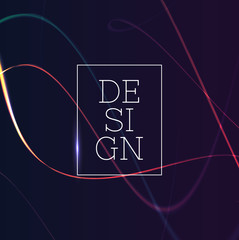 Vector illustration of blurred magic neon light curved line on dark background