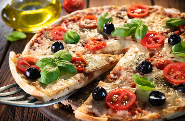 Italian pizza with mozzarella