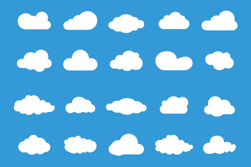 Set of Vector Cloud icons. Cloud symbol for your web site design, logo, app, UI. Set of different sky. Blue Cloud icon, cloud shape.