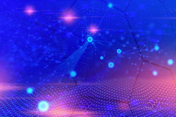 deep learning ai technology, robotic analysis plexus, microchip processor, atom cell neuron brain...