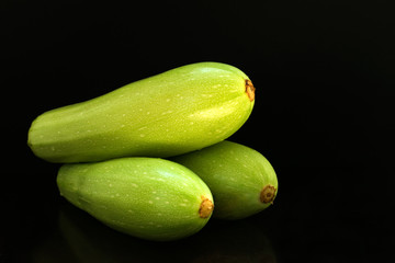  Zucchini, zucchini on a black background