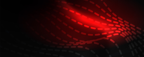 Fototapeta premium Smoky glowing waves in the dark. Dark abstract background with neon color light and wavy lines. Vector