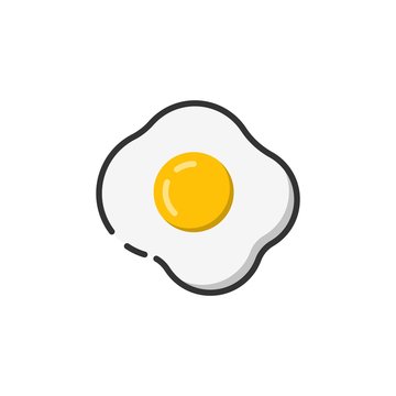 recommend clip art: Fried egg icon color outline icon