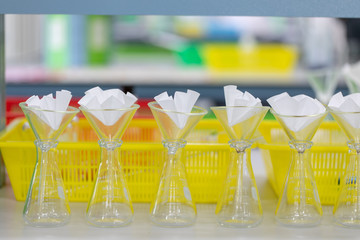 The study Separating by filtration the component substances from liquid mixture in Lab. 