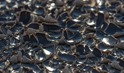 Details of the cracked earth drought close up