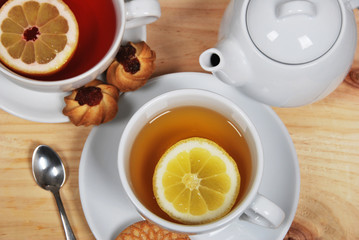 fruit tea and sweet biscuits