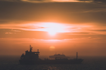 Puttgarden fehmarn sunset waterway ship