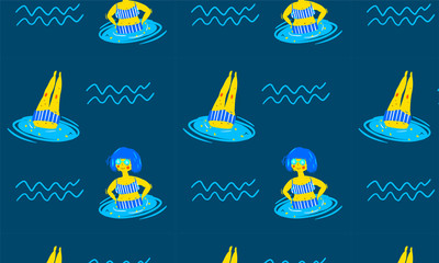 Swimming girl background