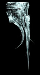 Epic Scythe - Abstract Illustration / Fractal Flame. Strange scythe-like object, in black and white.